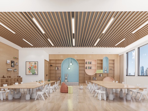 现代幼儿园内部_儿童日间照料中心_幼儿园教室_教室_幼儿园活su模型