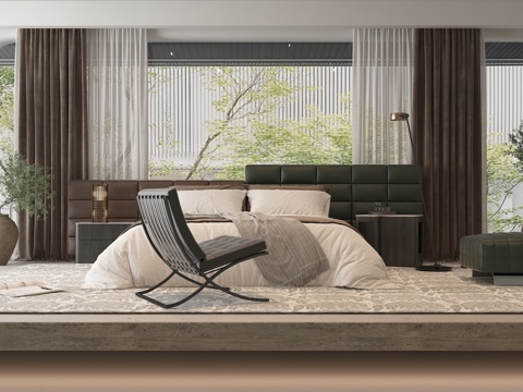  现代主卧室3d模型 