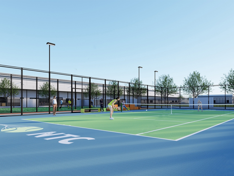 现代网球场su模型