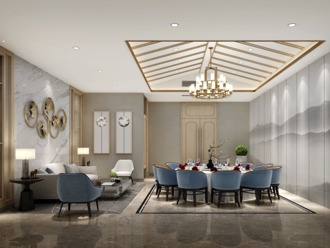  餐厅包厢3d模型 