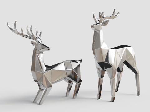 鹿雕塑 不锈钢鹿雕塑 动物雕塑 景观雕塑 公园雕塑 鹿艺术雕su模型