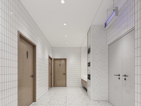 现代极简公共卫生间_卫生间_无障碍卫生间_盥洗间_办公卫生间su模型