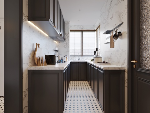  法式厨房3d模型 