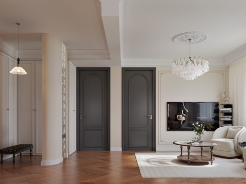  法式客餐厅3d模型 