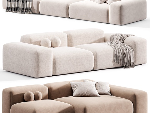  现代奶油风 BOCA COSMO 布艺组合沙发3d模型 