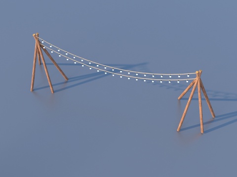  装饰灯 小吊灯 木架 户外3d模型 