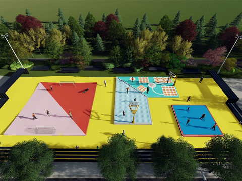 现代篮球场 运动场 体育场su模型