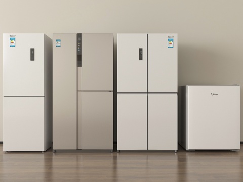  现代智能双开门冰箱 四开门冰箱 冰柜3d模型 