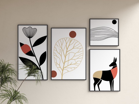 装饰画 简约装饰画 艺术装饰画 黑白调装饰画 抽象装饰画 几su模型