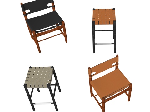 中古风单人休闲座椅su模型