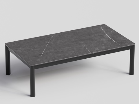 现代亚蒂 长茶几 岩板大理石茶几su模型