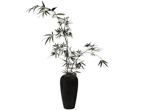 中式花瓶花艺植物装饰摆件su模型