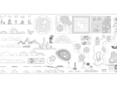 日式枯山水景观小品图库cad施工图