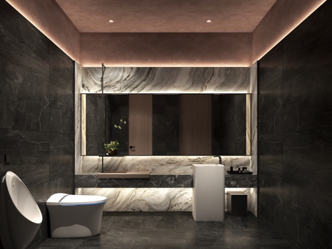 现代洗手间 公共卫生间 卫浴洁具 新中式卫生间 会所卫生间su模型