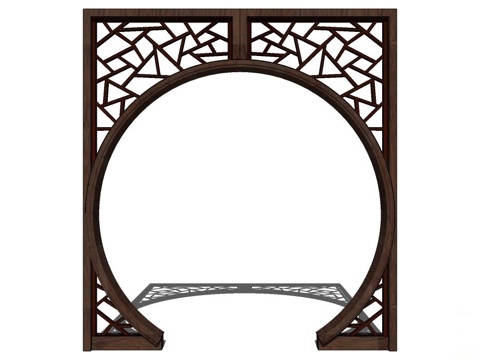 月亮门 拱门 实木拱门su模型