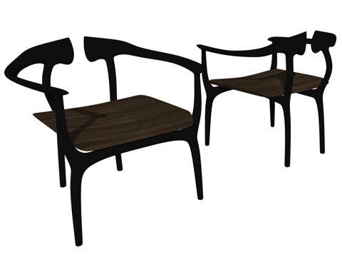 中式单人休闲座椅su模型