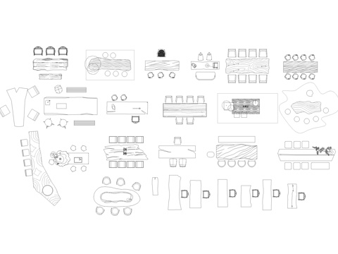 实木茶桌椅茶台图库cad施工图