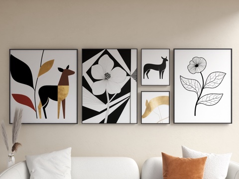 装饰画 简约装饰画 艺术装饰画 黑白调装饰画 抽象装饰画 几su模型