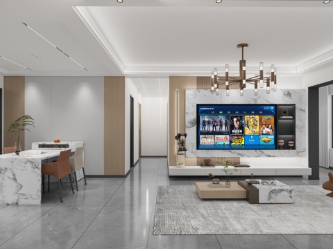 现代轻奢客餐厅_现代客餐厅_轻奢客餐厅_客餐厅_现代客厅_现su模型