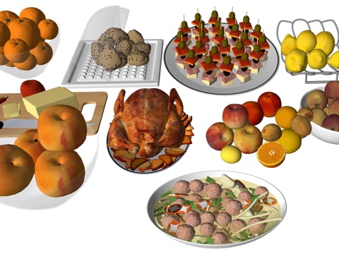 现代美食食物su模型