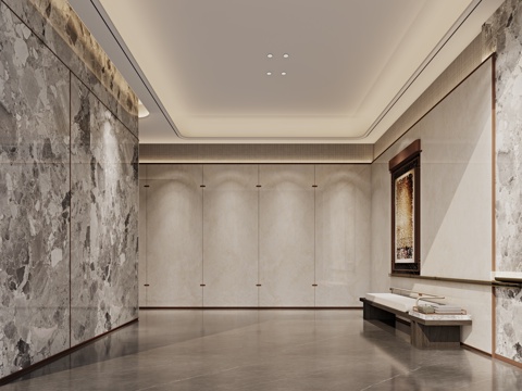 现代小区入户大厅su模型