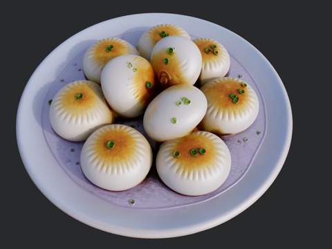 一盘生煎包su模型