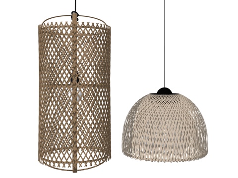 侘寂风吊灯灯具su模型