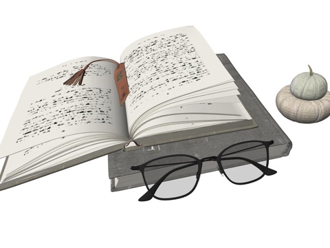 现代书籍装饰摆件su模型