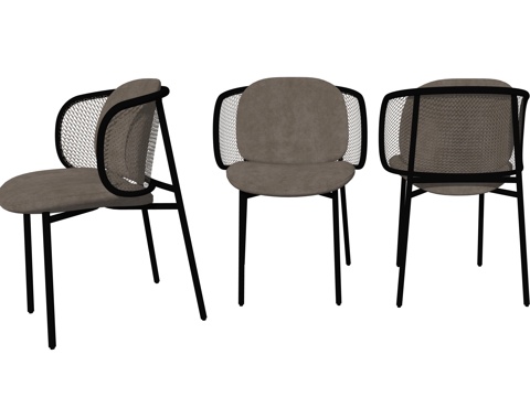 侘寂风单人休闲座椅su模型