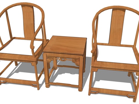 实木桌椅 实木椅子 实木桌子 椅子 桌子 茶几su模型