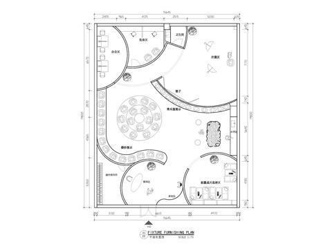 300㎡婚纱店平面布置图cad施工图