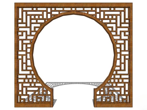 月亮门 拱门 实木拱门su模型