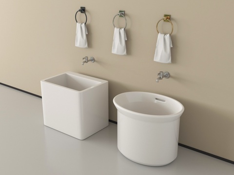 现代拖把池 拖布池 墩布池 卫浴小件su模型