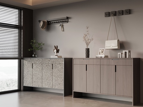 现代意式鞋柜 入户玄关柜su模型