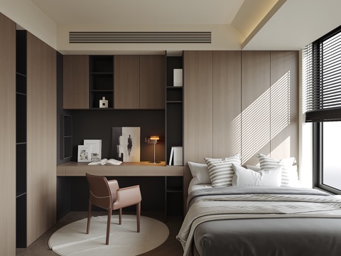 现代榻榻米卧室su模型