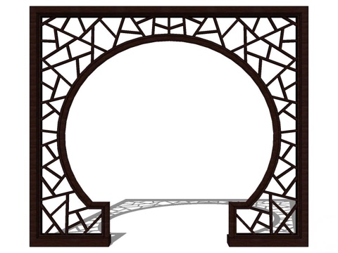 月亮门 拱门 实木拱门su模型