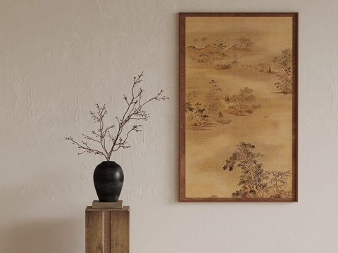 新中式挂画 装饰画su模型