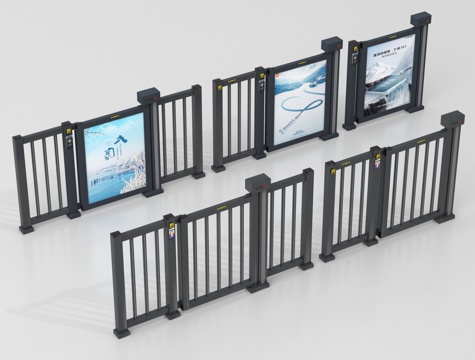 现代道闸栏杆 小区闸门su模型