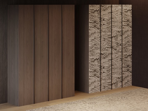 意式极简衣柜 成品衣柜su模型