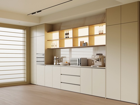  现代中古风餐边柜 橱柜 酒柜3d模型 