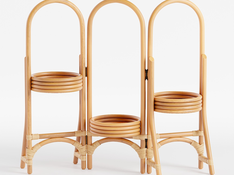  新中式藤制植物架3d模型 