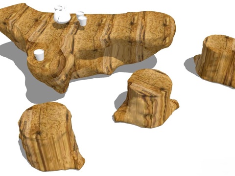 实木桌椅 实木椅子 实木桌子 椅子 桌子 茶几su模型