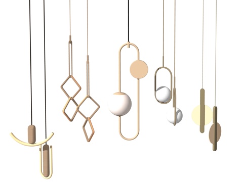 现代吊灯灯具组合su模型