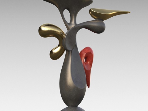 新中式雕塑 装饰灯su模型