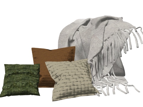 现代抱枕靠枕毯子su模型