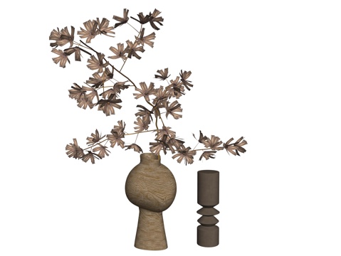 中式花瓶花艺植物装饰摆件su模型