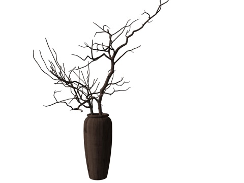 中式花瓶花艺植物装饰摆件su模型