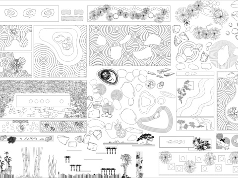 日式风景观小品图库cad施工图