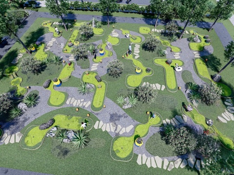 现代运动公园 小型高尔夫球场su模型