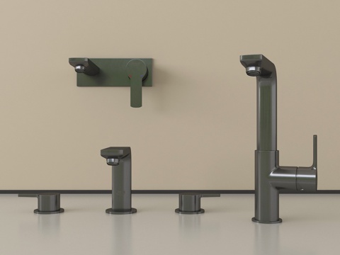 现代水龙头 不锈钢水龙头 墙出su模型